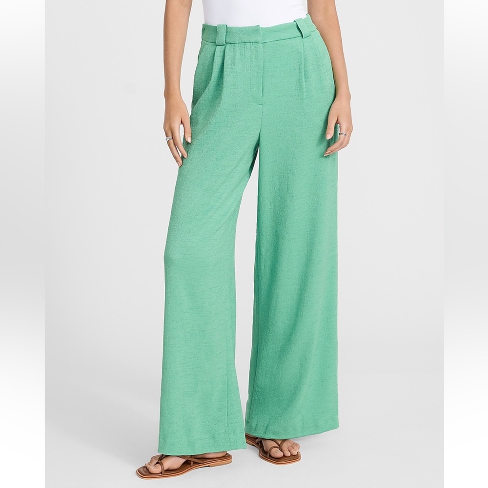 NWT Express Green Wide-Leg Relaxed Trousers